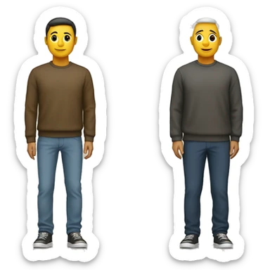 two people, one standing next to the other, only shape, colour #6f3871 sticker