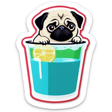 Pug chillin with a drink sticker