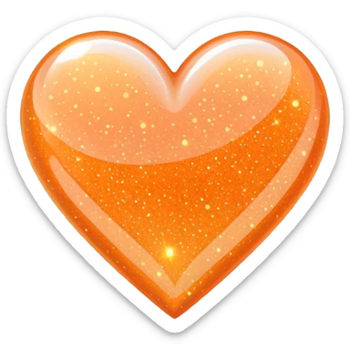 glitter heart, orange sticker