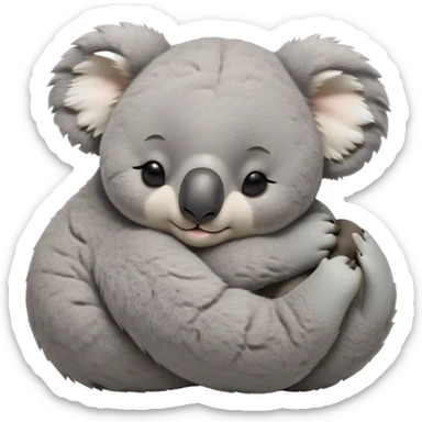 Meme-Worthy Cute Sleeping Koala Portrait Emoji, Head resting peacefully with a contented smile, showcasing a cuddly build and a luxuriously soft grey fur, eyes shut in a serene, restful snooze, Simplified yet hilariously adorable features, highly detailed, glowing with a soft, drowsy light, high shine, relaxed and utterly lovable, stylized with an air of playful laziness, bright and heartwarming, soft glowing outline, capturing the essence of a comically sleepy koala, so meme‐worthy it feels like it could instantly become the next viral sensation of adorable slumber! sticker