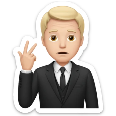 white man in formal suit thinking, hand on mouth, shrugging sticker
