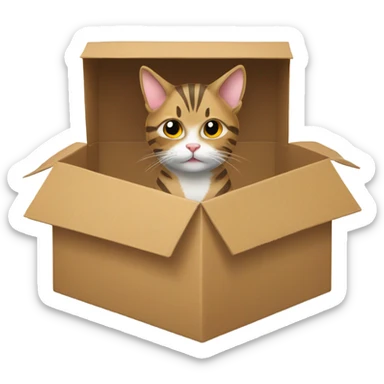 Tabby cat sat in a box with head out  sticker
