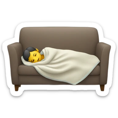 a person laying down on a sofa with a blanket sticker