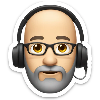bald gamer man with beard with headset sticker