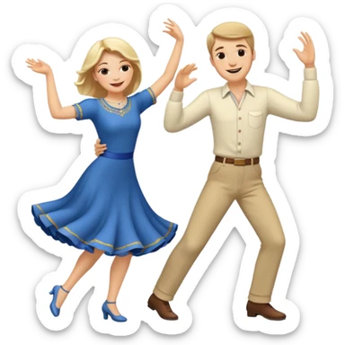 White Man and white woman dancing white sticker