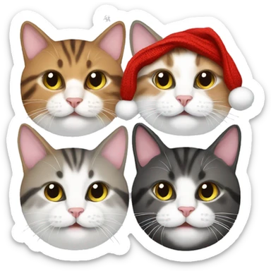 four cats wearing Christmas sweaters sticker