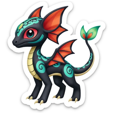 Colorful Exotic Meloetta-Toothless-Salandit-Stitch-Fakémon-creature-hybrid sticker