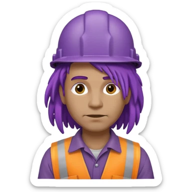construction worker heavy dreadlocked purple haired man  sticker