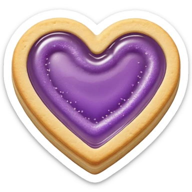 Realistic shortbread cookie in the shape of a heart with Pale Purple color jelly middle filling and sprinkled powder sugar on top. sticker