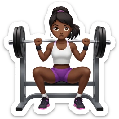 black dark girl tied dark hair lifting weights gym sticker