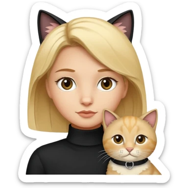 Blondes Mädchen mit einer schwarzen katze in den armen  sticker