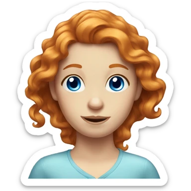 Long wavy haired ginger girl with blue eyes sticker