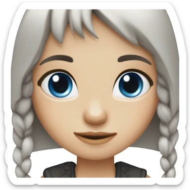 Girl with long dark hair, fair skin and gray-blue eyes, bangs to the side, ring earrings  sticker