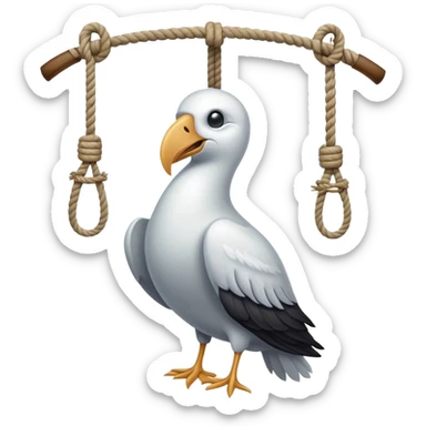 Dead cartoon albatross tied to a noose as seen in the Rime of the Ancient Ma sticker
