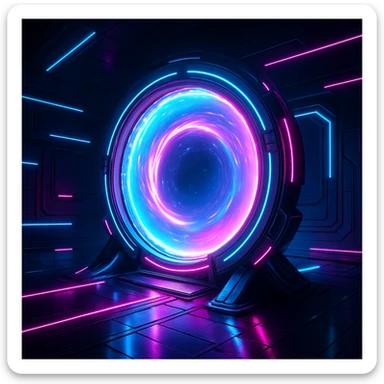 a really cool portal, futuristic, neon lights, sci-fi style sticker