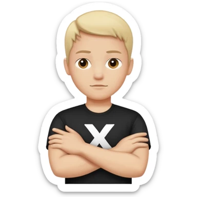 person crosses arms in an X sign sticker