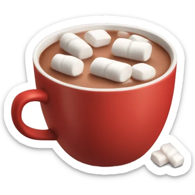 red mug of hot chocolate with marshmallows sticker