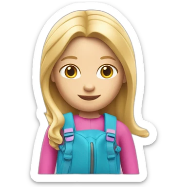 À playmobile girl with blond hair and pink school bag  sticker