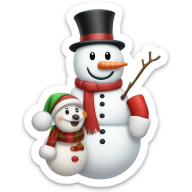 Snowman with Santa  sticker