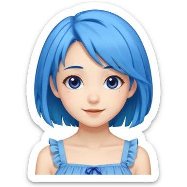 pixel somehow produce anime girl with blue hair sticker