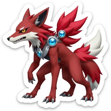  Cool Edgy Godly Digimon-Zoroark-Zeraora-Lycanroc-hybrid full body sticker