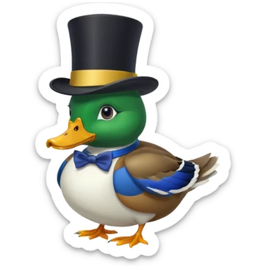 Create a mallard which has a hat and a monocle
 sticker