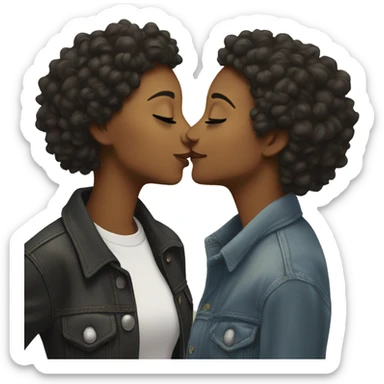 Lesbian couple leaning in for a kiss sticker