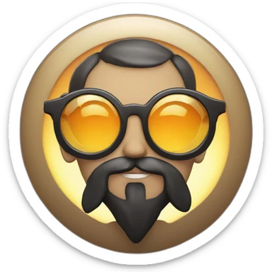 a shining sun with a dark beard and circular glasses sticker