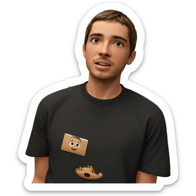 boy in black shirt indoors sticker