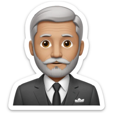 Slightly gray with frencb beard graying indian guy in suit with a bentley names professor bw tlt sticker