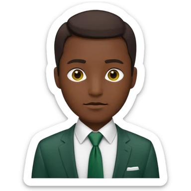 minimalist male dark green tie on white shirt, iOS emoji style, no faces or emojis sticker