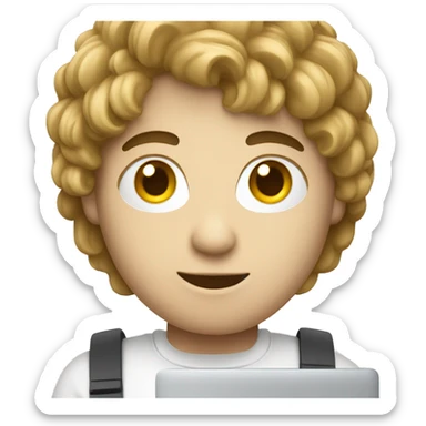  a programmer with a MacBook that has a French crop cut and white skin sticker