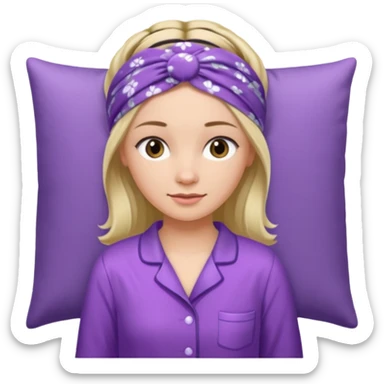 women in purple pyjamas with headband sticker