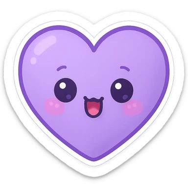 purple heart, chibi stickers style, super cute, no text sticker