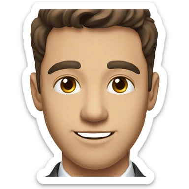 Young man with dark brown hair, fair skin accountant in suit with great jawline sticker