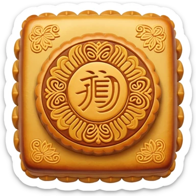 Chinese mooncake with traditional pattern on top, Chinese pastry sticker
