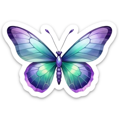 Iridescent Fluorite crystal gemstone butterfly  sticker
