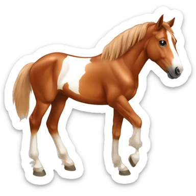 Chestnut horse with white, cheeky playful horse, young horse foal filly horse yearling playful trotting sticker