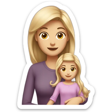 Maman brune qui fait un câlin à ça fille blonde sticker