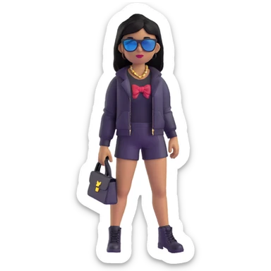 Roblox baddie girl with sunglasses and stylish clothes sticker