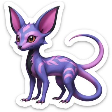 Rare realistic cool cute epic aesthetic colorful Salandit-Amaura-Espeon-Genet-species-Fakemon-hybrid-creature, with markings, full body sticker