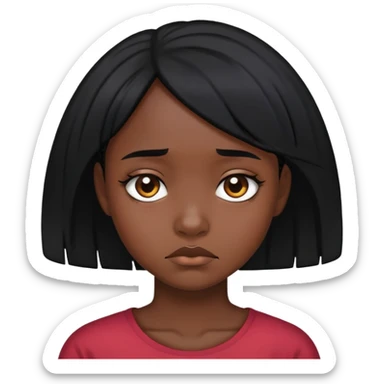 dark black girl with black hair super sad sticker