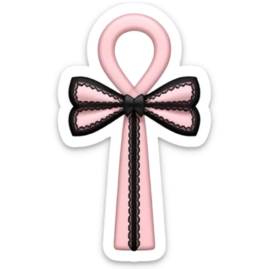 pastle pink ankh with black lace and bows sticker