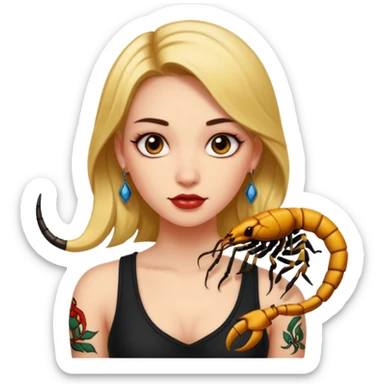 Girl with tattoo, Scorpion zodiac sign. sticker