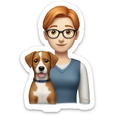 Pale redhead blue eyes short hair glasses dog sticker