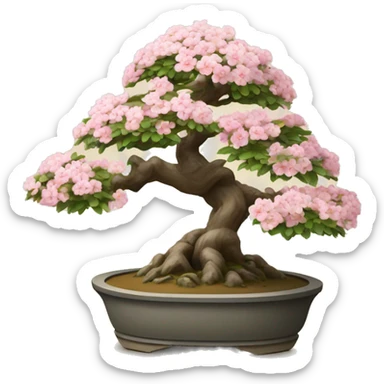 Bonsai blossoming tree in a Japanese village  sticker
