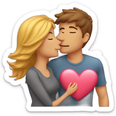 couple kissing hearts flying sticker