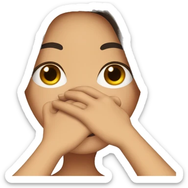 long hair Brunette girl with her Hands covering her mouth sticker