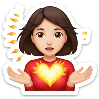 Brunette heart exploding with love sticker