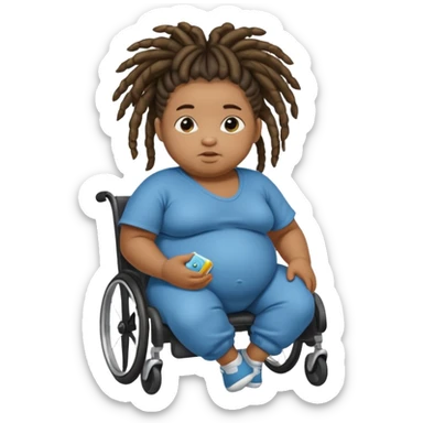 Diabetic disabled black baby with dread locks with obese body and a big but sticker